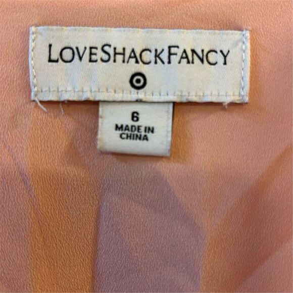 LoveShackFancy Pink Floral Ruffled Midi Dress Size 6- flaw - Picture 6 of 16